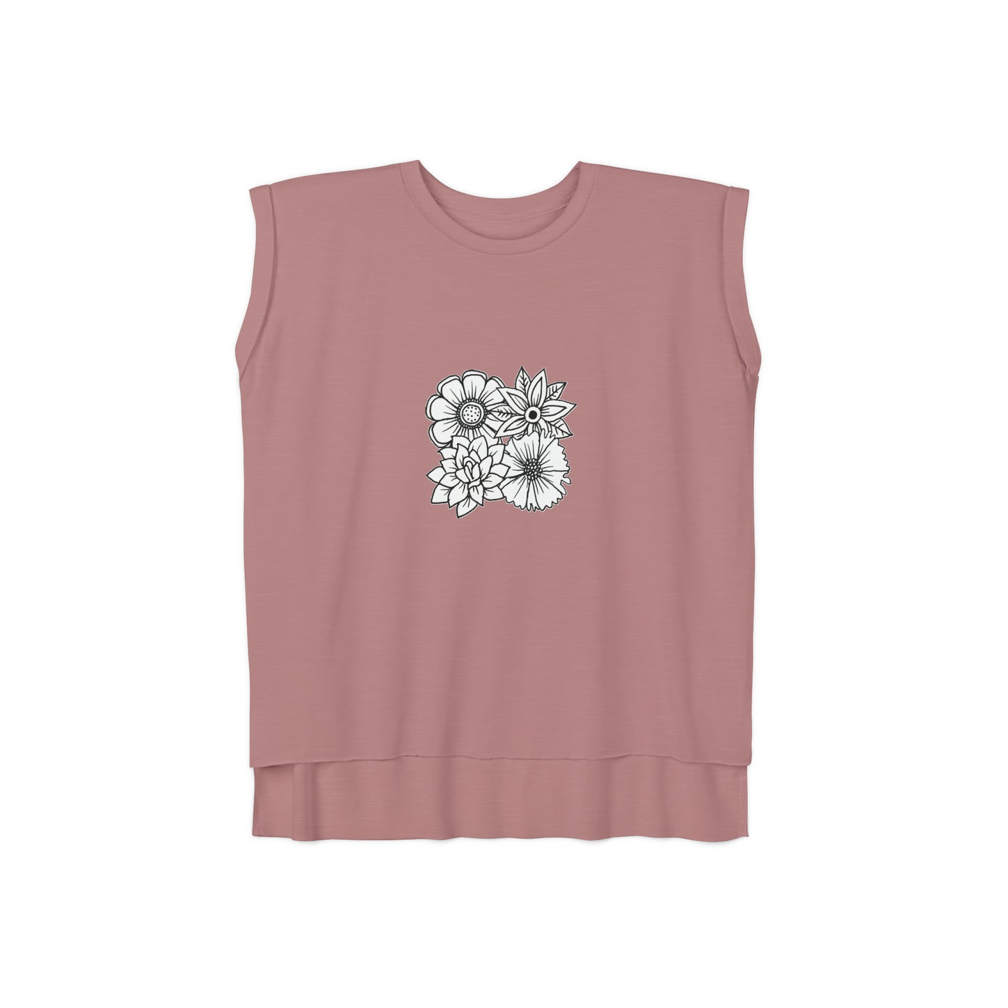 Women’s Rolled Cuffs Muscle Tee (Flowers)