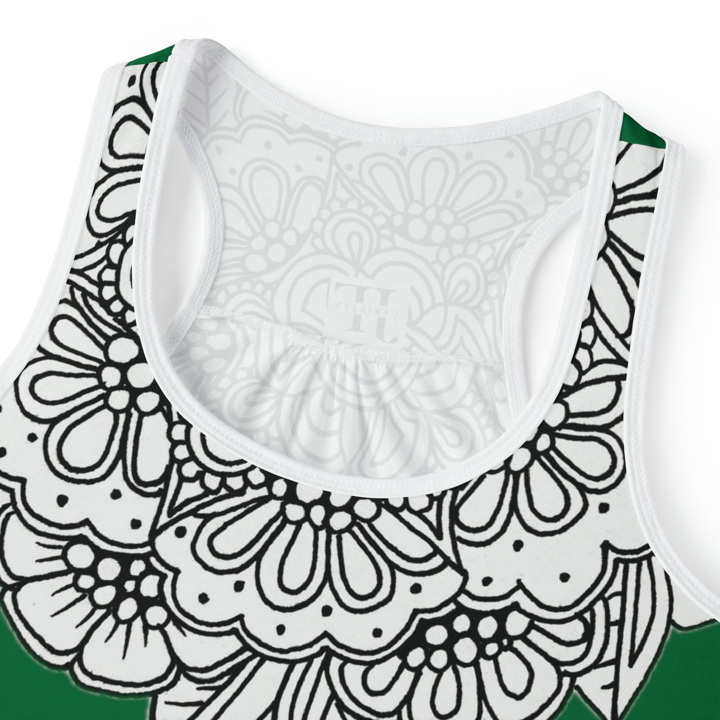 Women's Tank Top (Mandala Collar- Green)