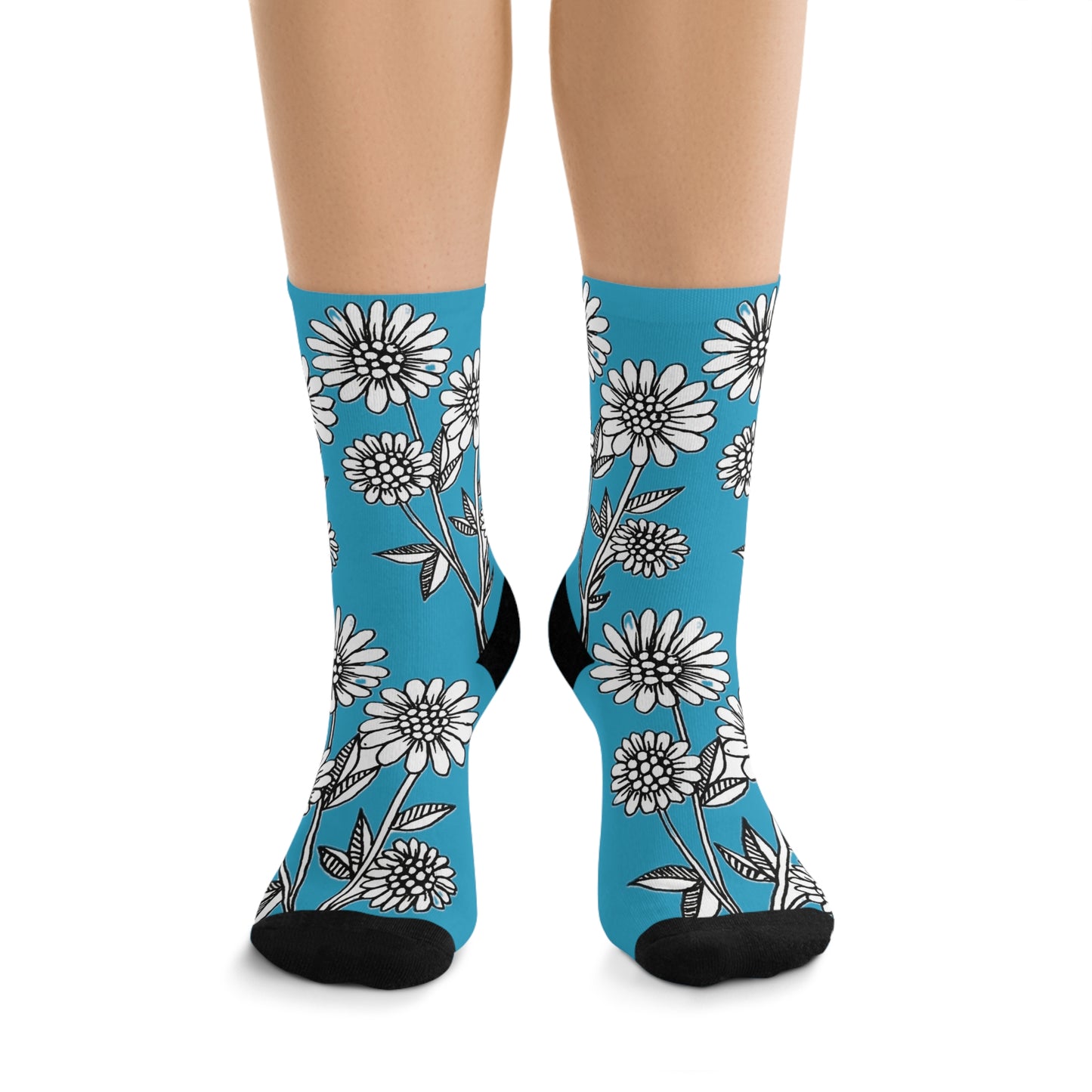 Recycled Poly Socks (Blue Daisies)