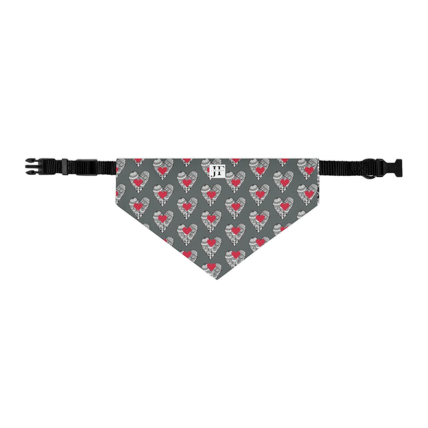 Pet Bandana Collar (Grey Hearts)