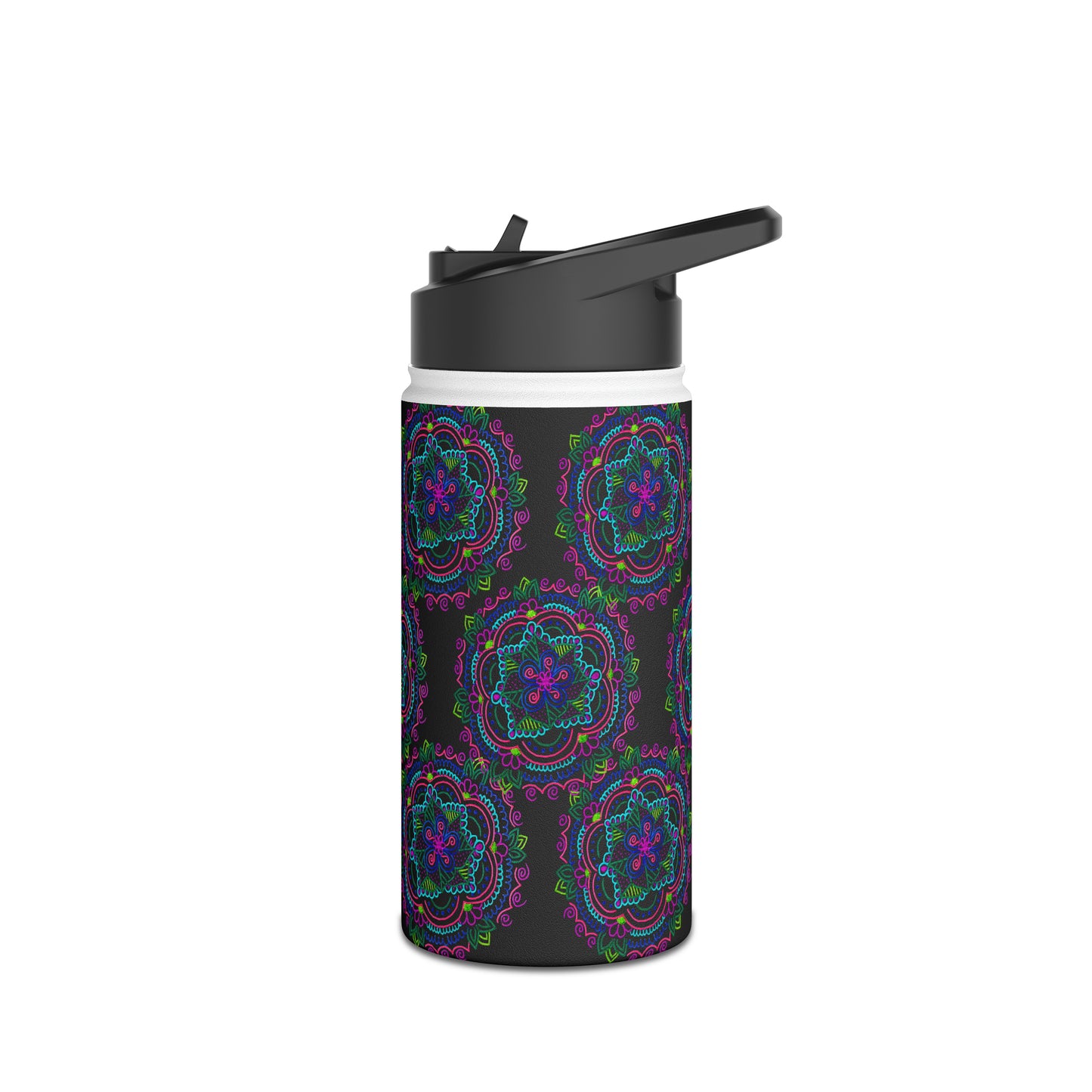 Stainless Steel Water Bottle (Black Mandala)