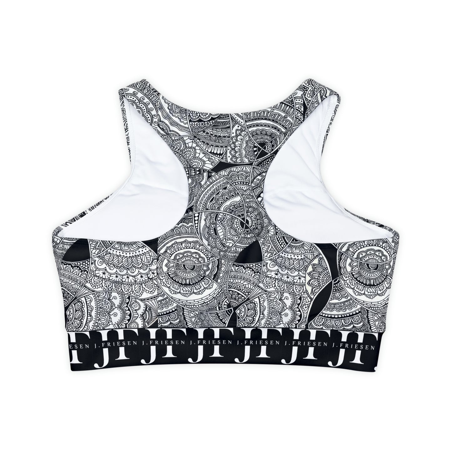 Padded Sports Bra (B&W Swirl)