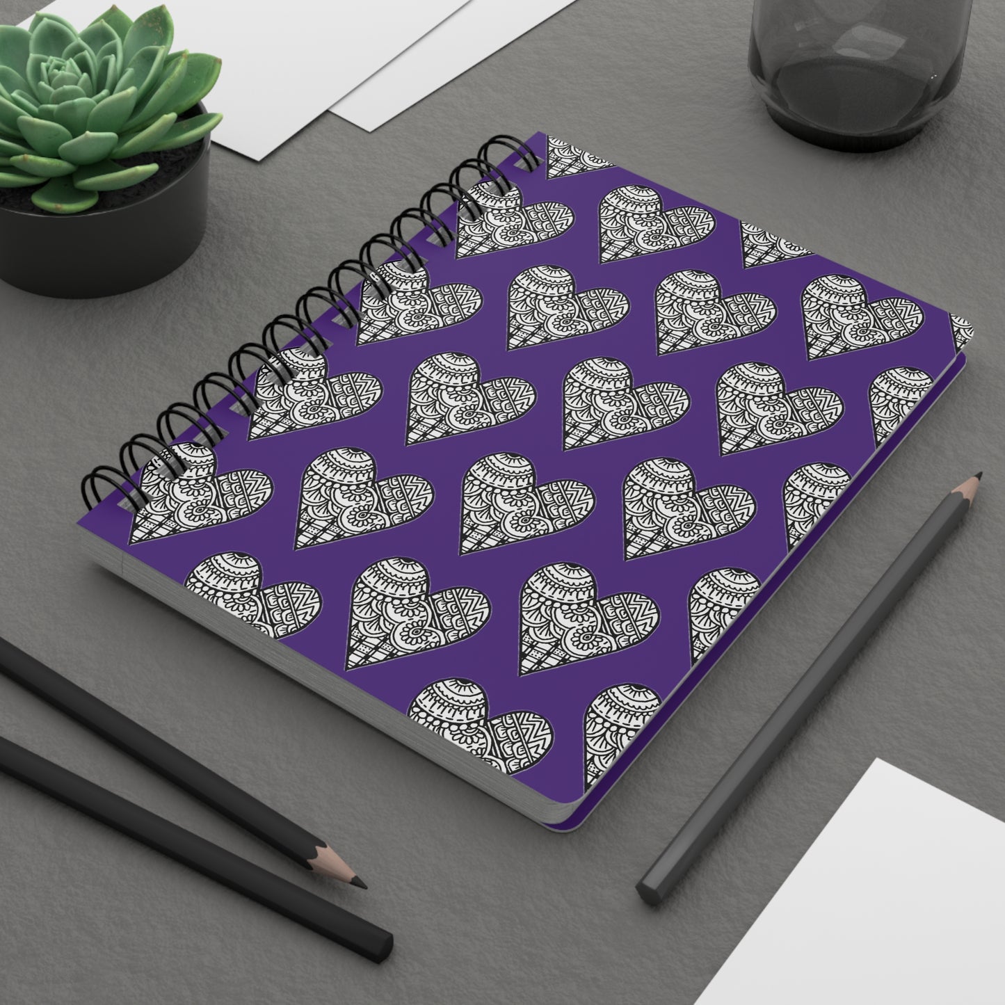 Spiral Bound Journal (Purple Hearts)