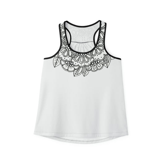 Women's Tank Top (Mandala Collar- White)