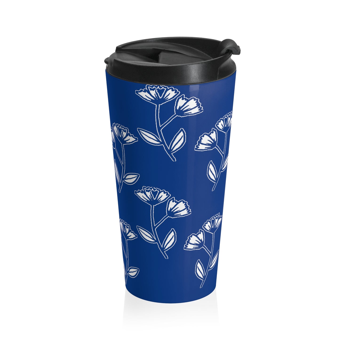 Stainless Steel Travel Mug (White Flowers)