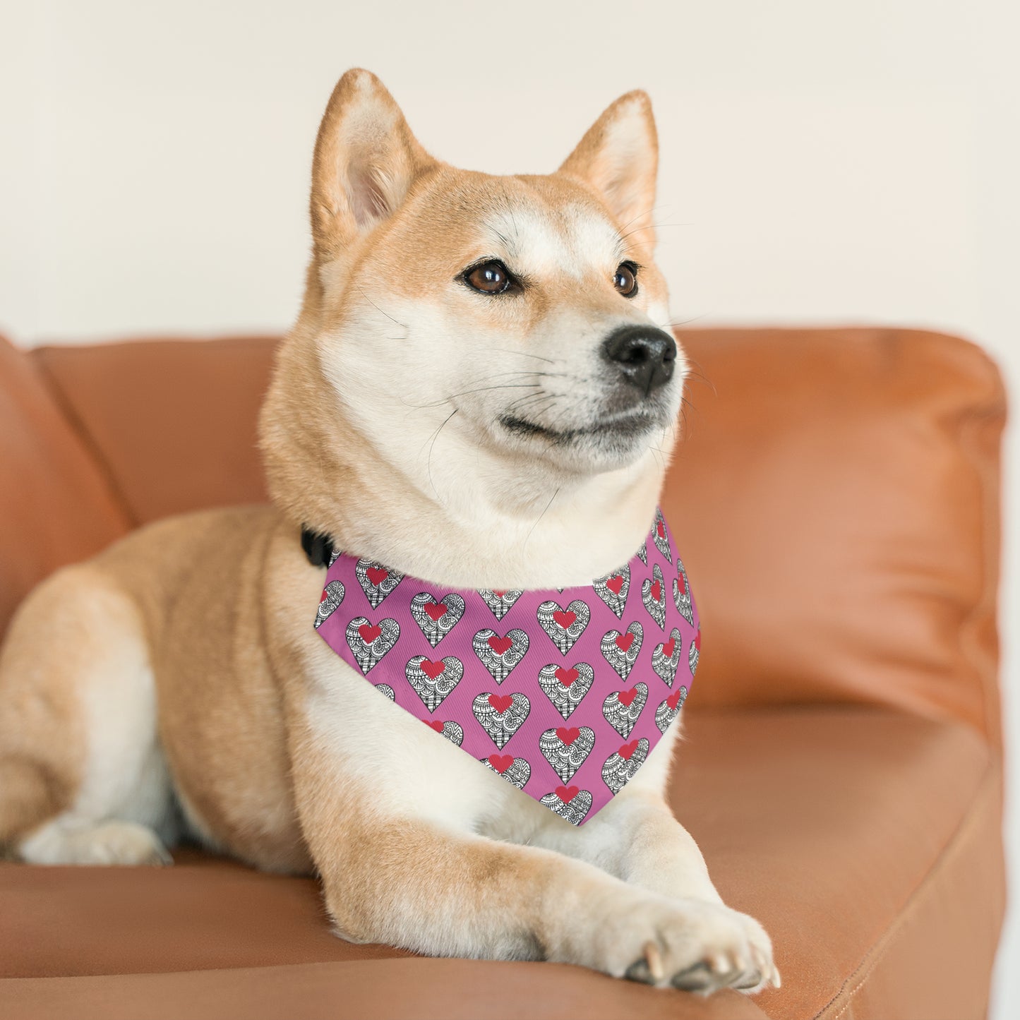 Pet Bandana Collar (Pink Hearts)