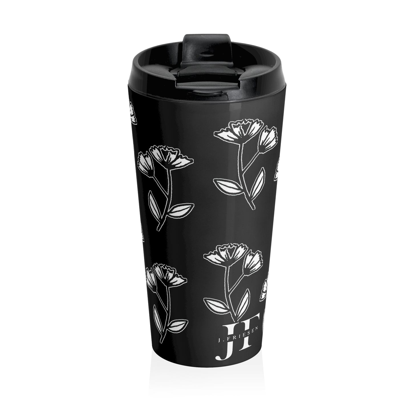 Stainless Steel Travel Mug (B&W Flowers)