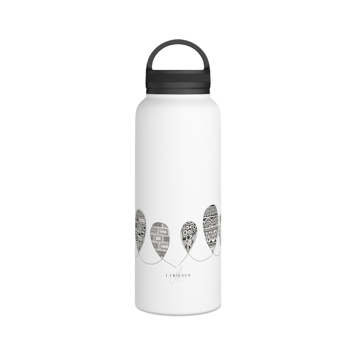 Stainless Steel Water Bottle, Handle Lid (Doodles)