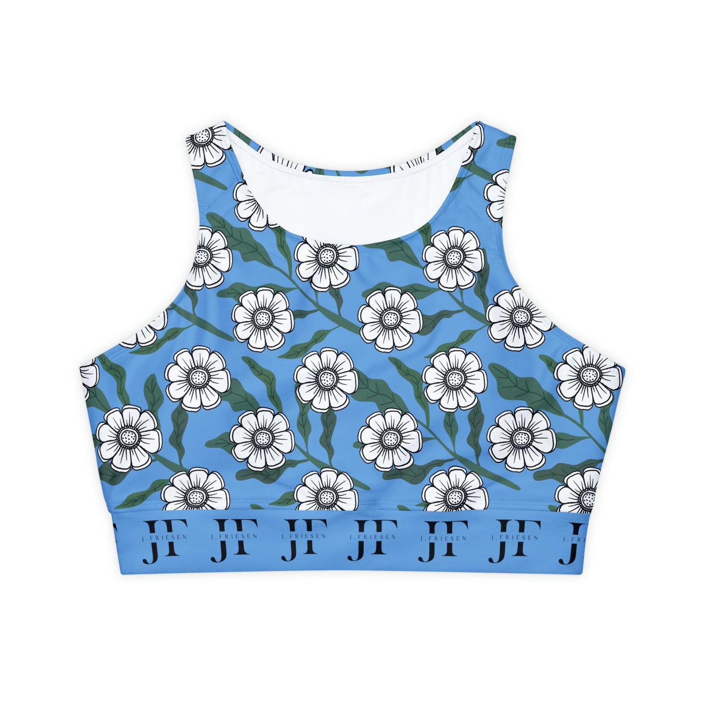 Padded Sports Bra (Blue Flowers)