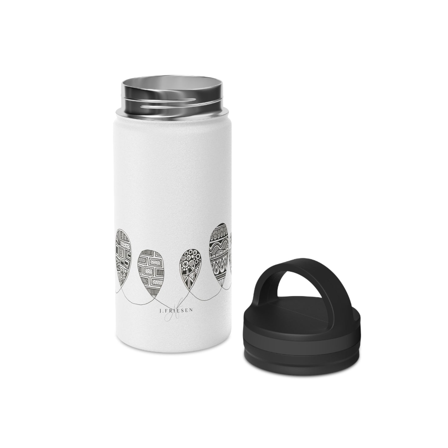 Stainless Steel Water Bottle, Handle Lid (Doodles)