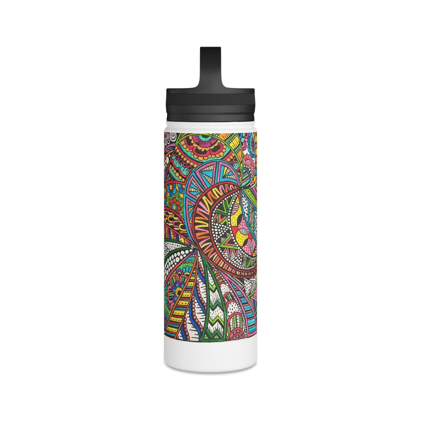 Stainless Steel Water Bottle, Handle Lid (Colour B&W)