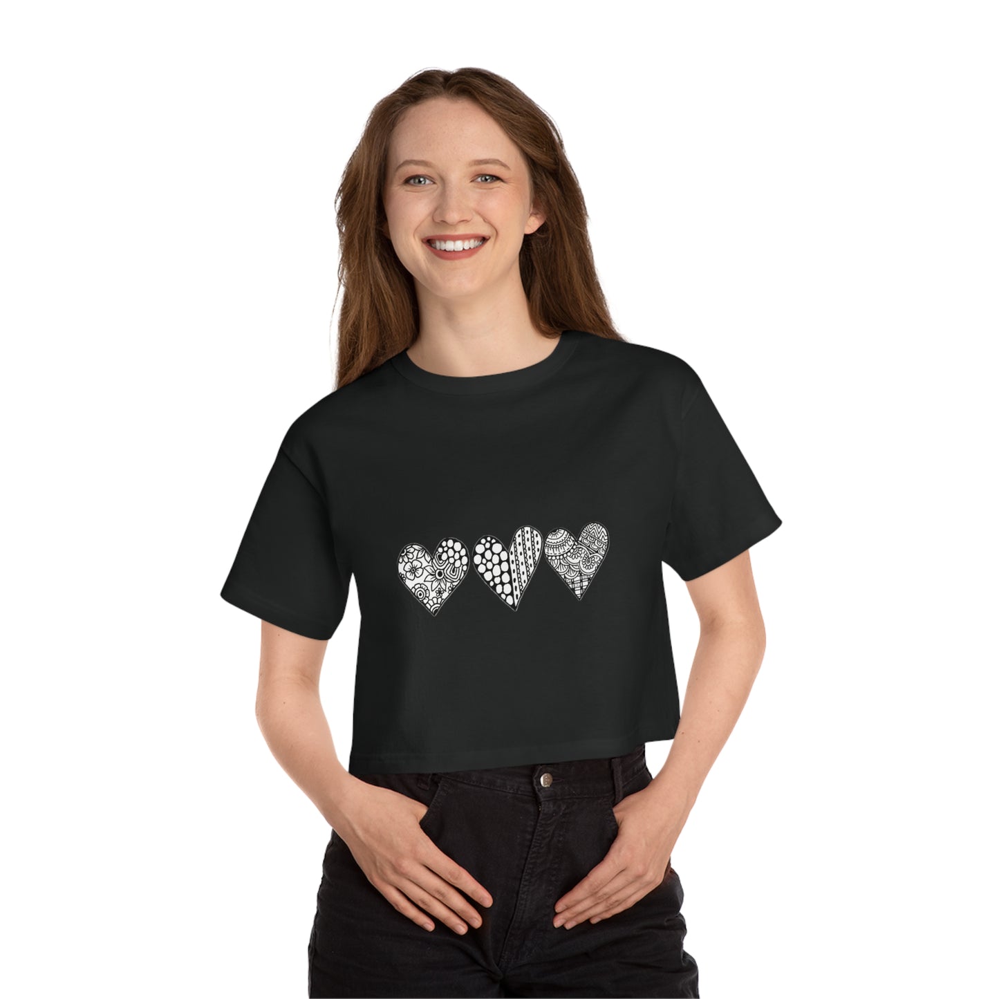 Women's Cropped Top (Triple Heart)