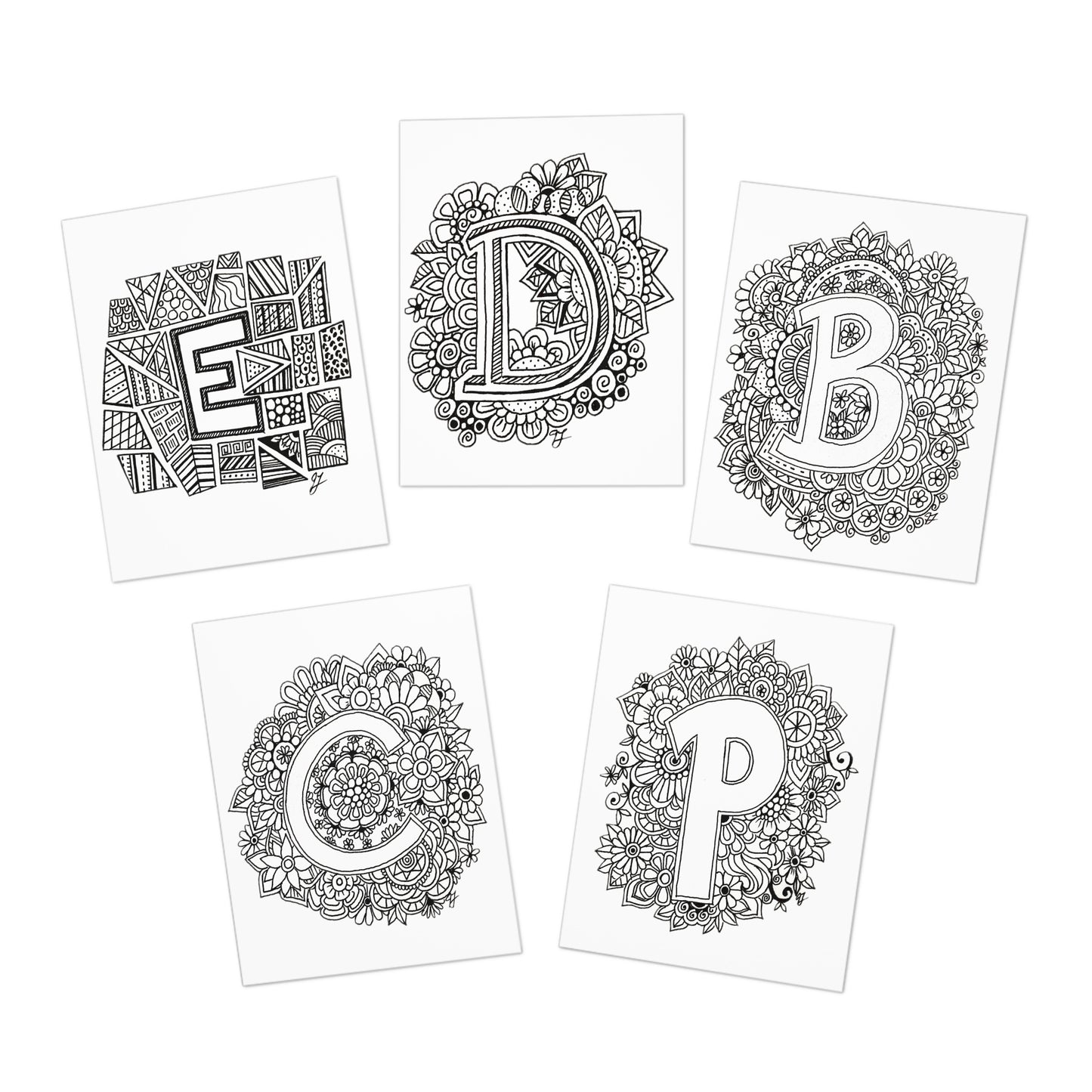 Colour Me Cards (5-Pack) Monogram 1