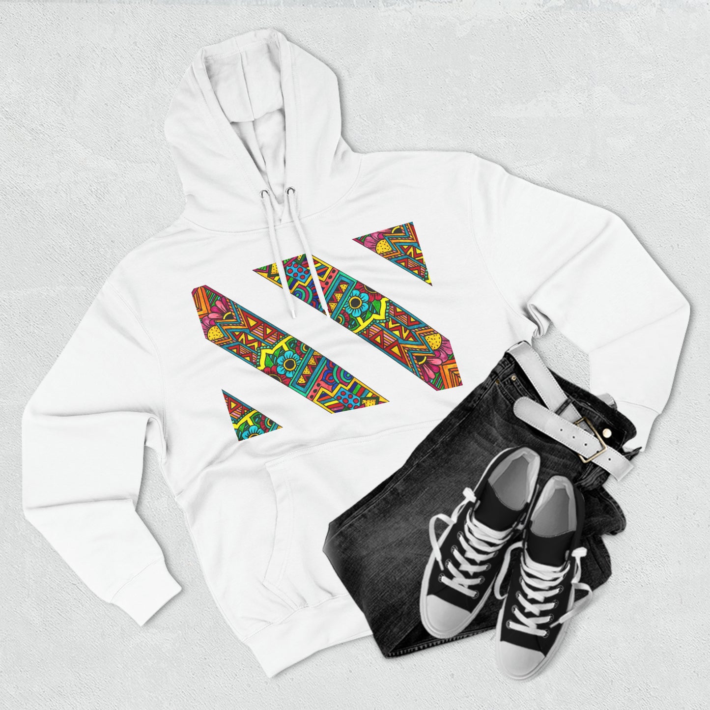 Colour Pattern Three-Panel Fleece Hoodie