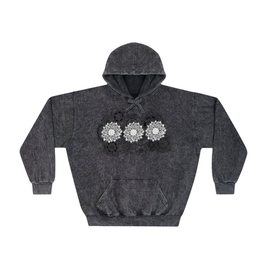 Unisex Mineral Wash Hoodie (Triple Flower)