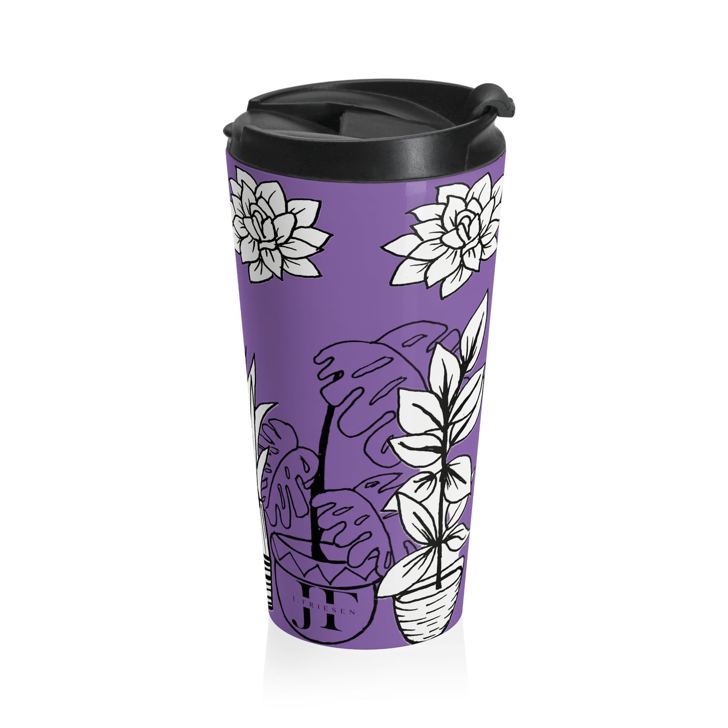 Stainless Steel Travel Mug (Purple Succulents)