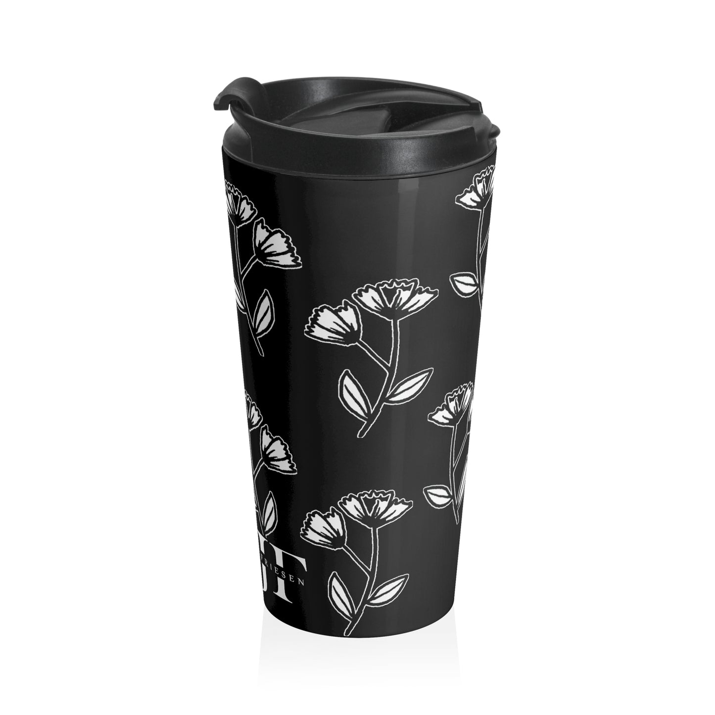 Stainless Steel Travel Mug (B&W Flowers)