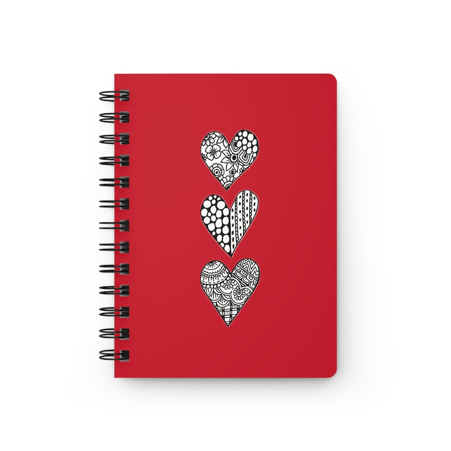 Spiral Bound Journal (Triple Red Hearts)