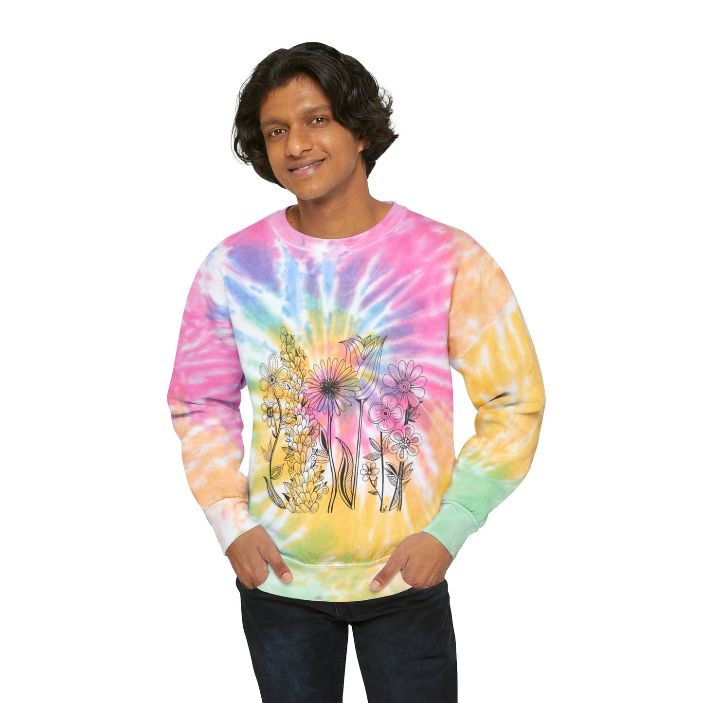 Unisex Tie-Dye Sweatshirt (Flowers)