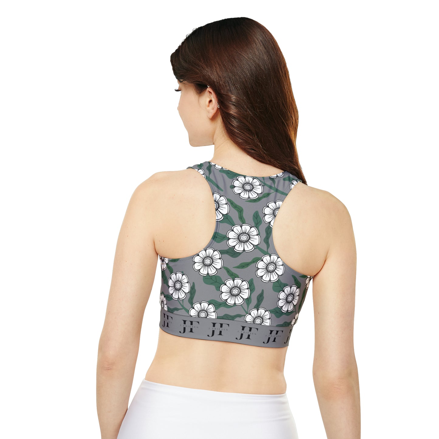 Padded Sports Bra (Grey Flowers)