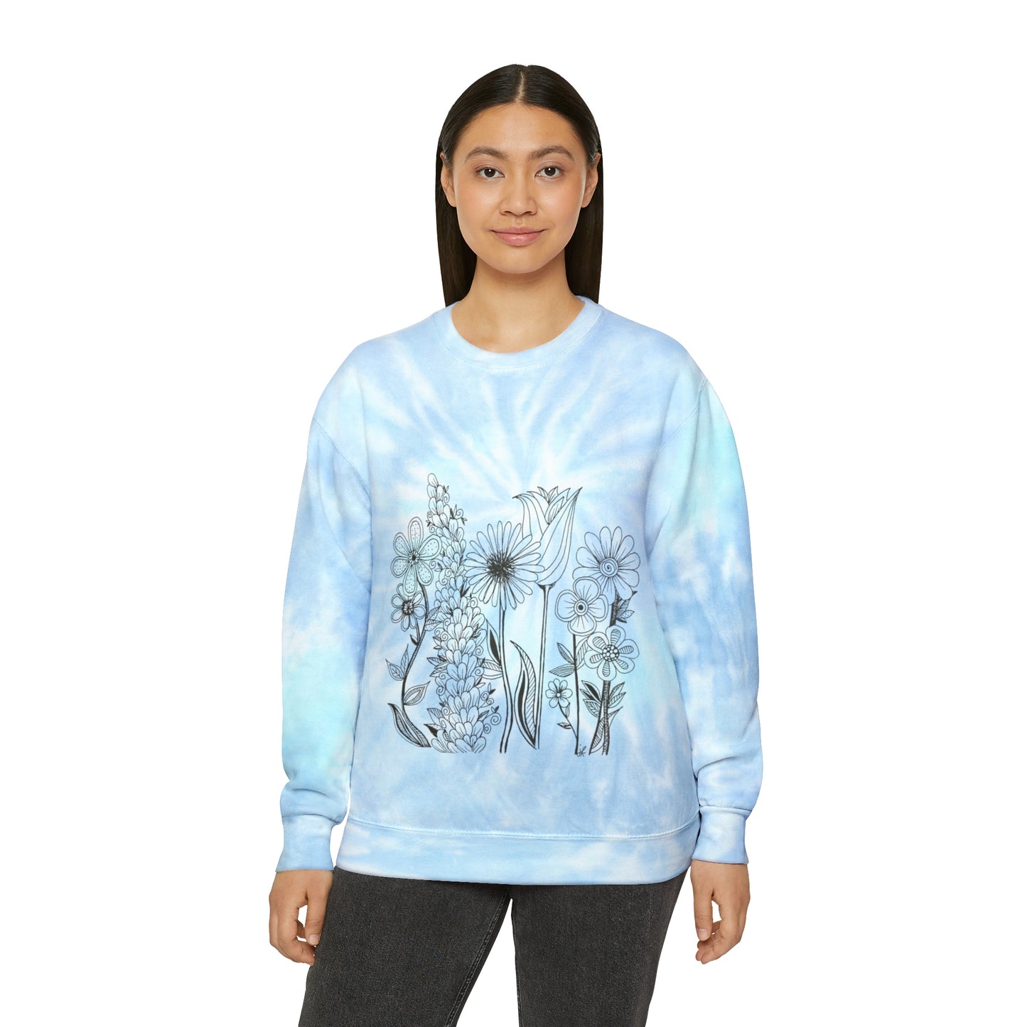 Unisex Tie-Dye Sweatshirt (Flowers)