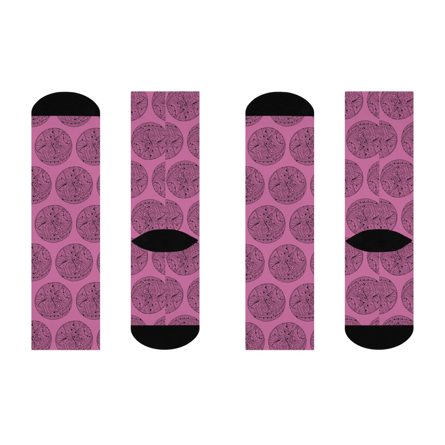 Pink Circle Print Cushioned Crew Socks