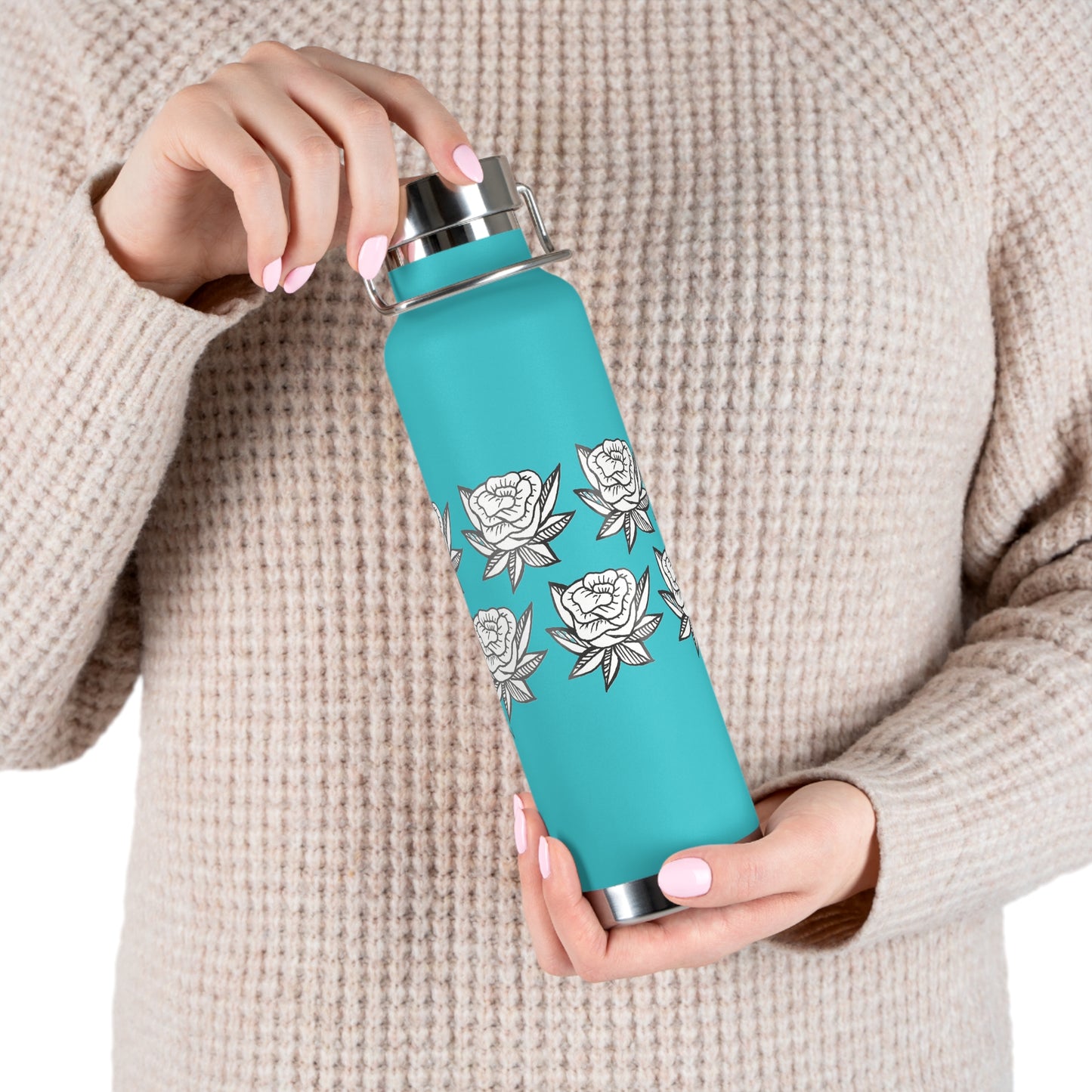 Copper Vacuum Insulated Bottle, 22oz (Roses)