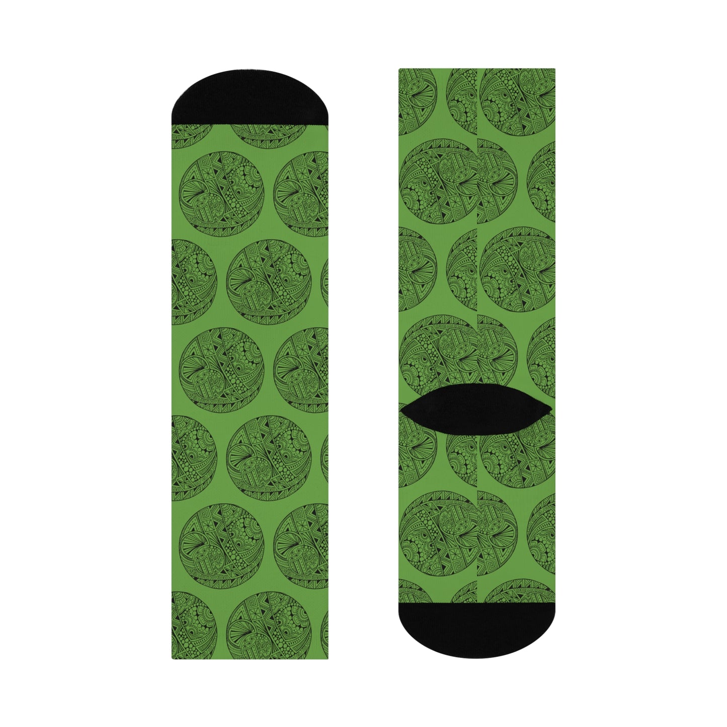 Green Circle Print Cushioned Crew Socks