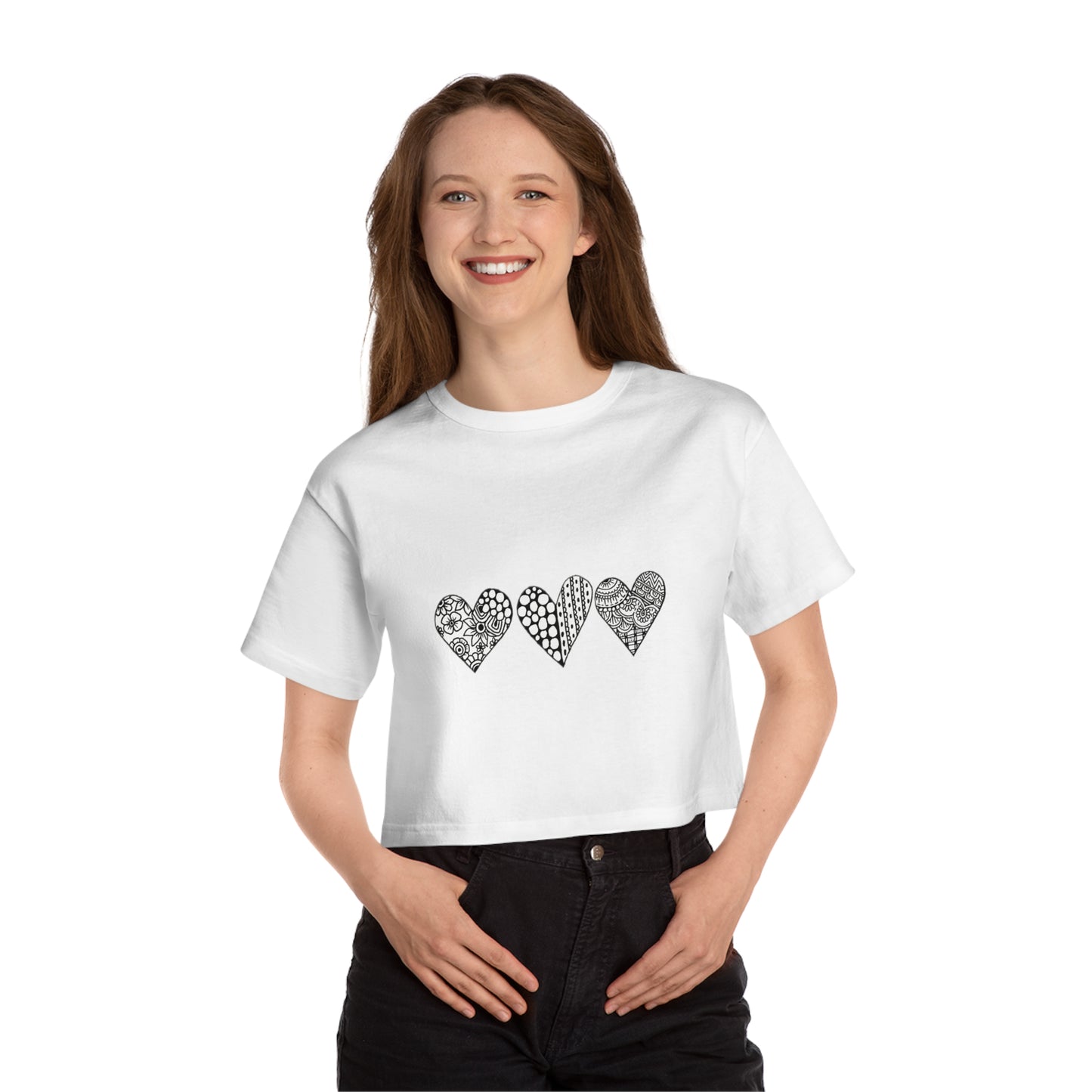 Women's Cropped Top (Triple Heart)