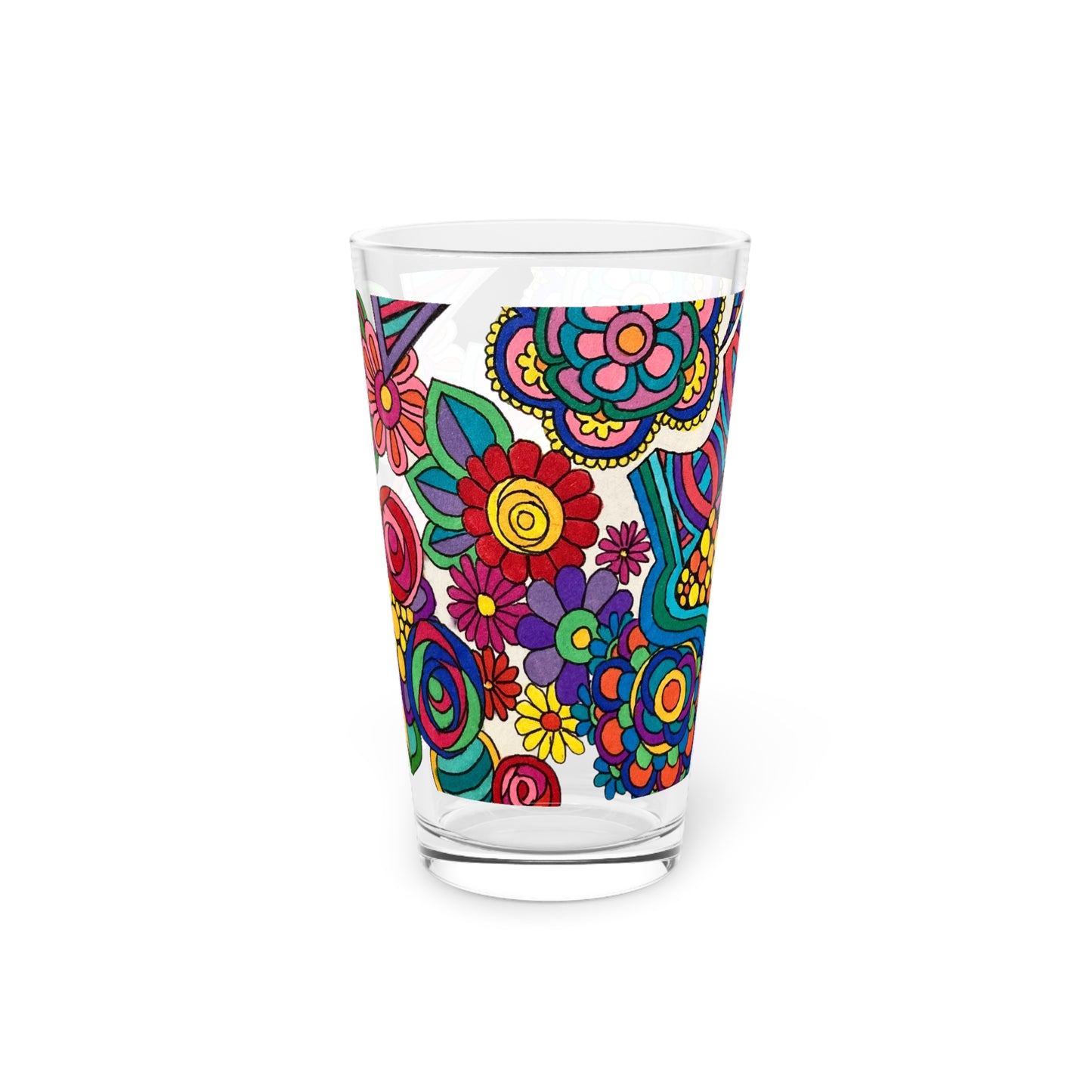 Pint Glass, 16oz (Flower)