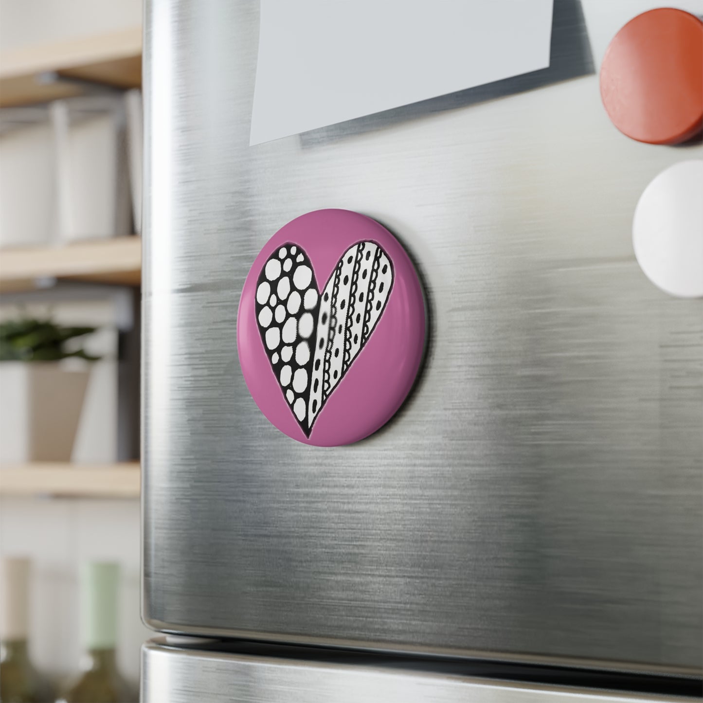 Button Magnet (Light Pink Heart)