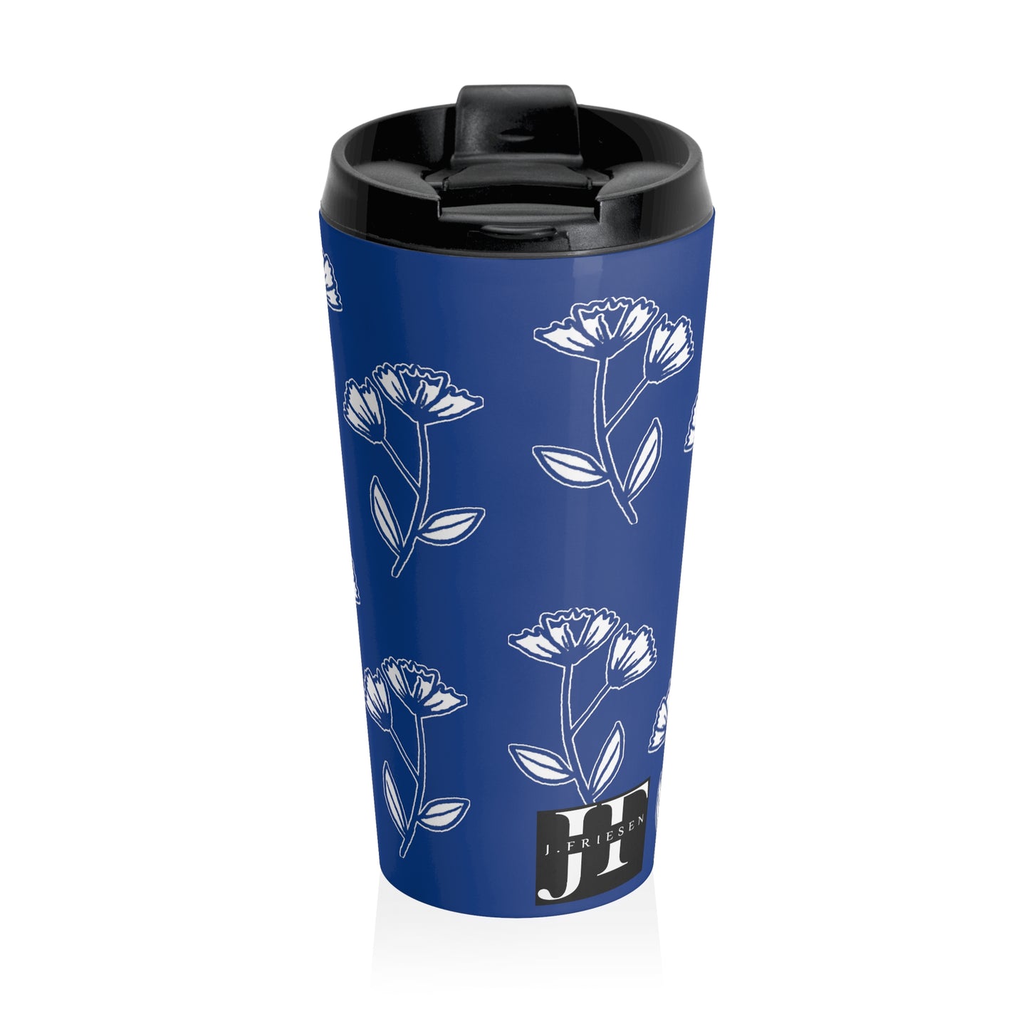 Stainless Steel Travel Mug (White Flowers)