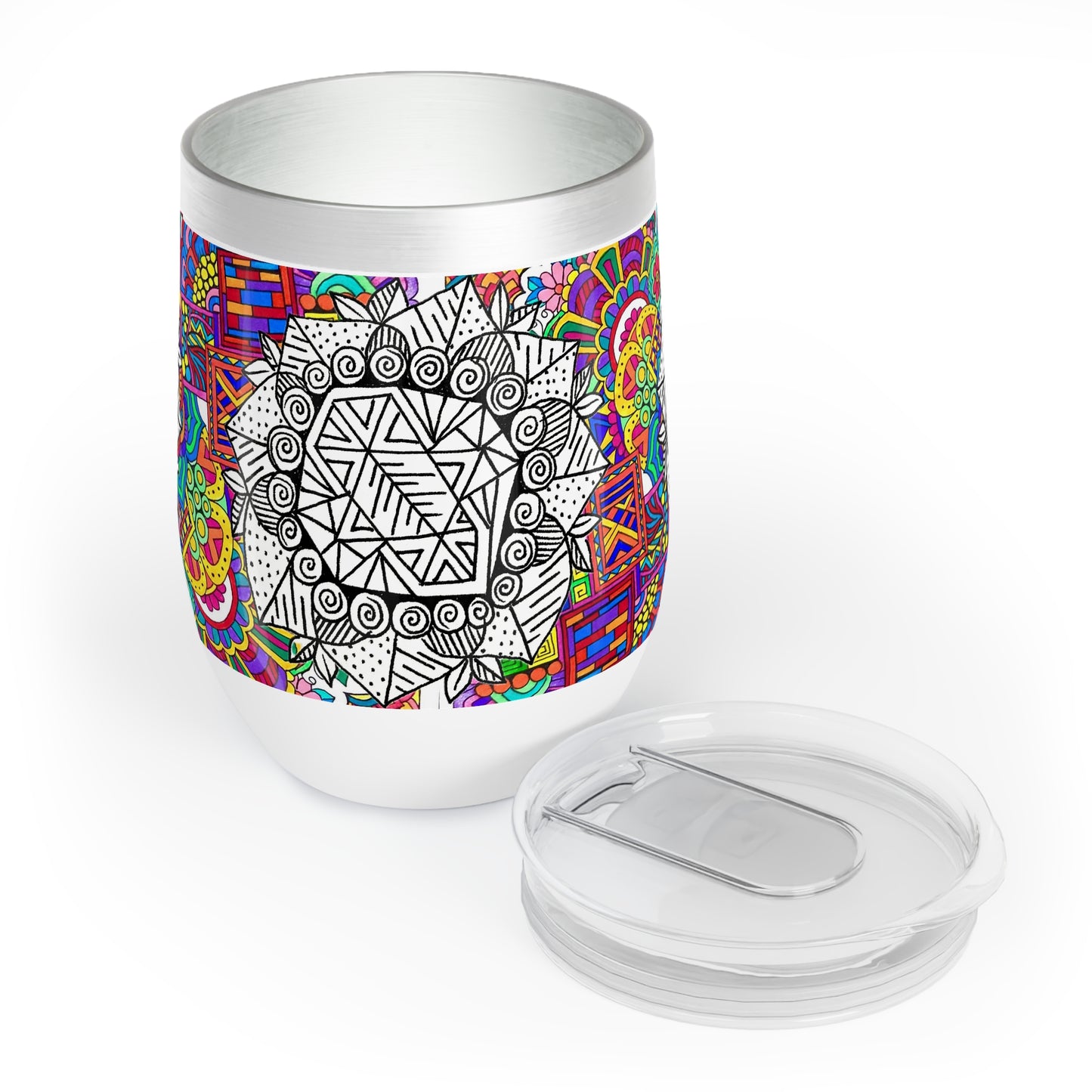 Chill Wine Tumbler (B&W flower)