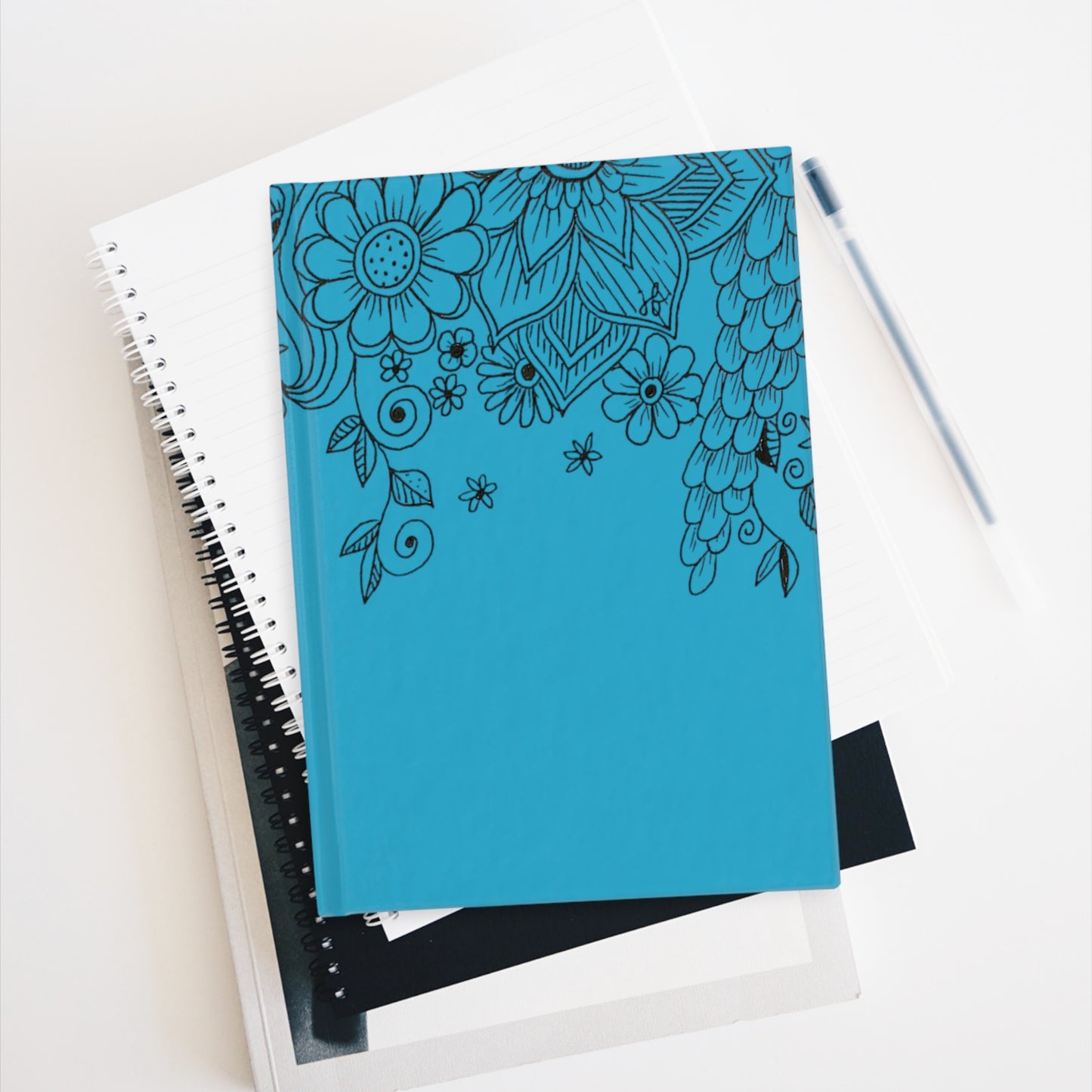 Journal - Ruled Line (Teal Flowers)