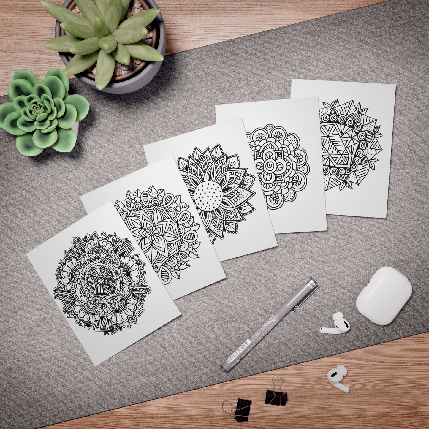 Colour Me Cards (5-Pack) Mandala/Flowers