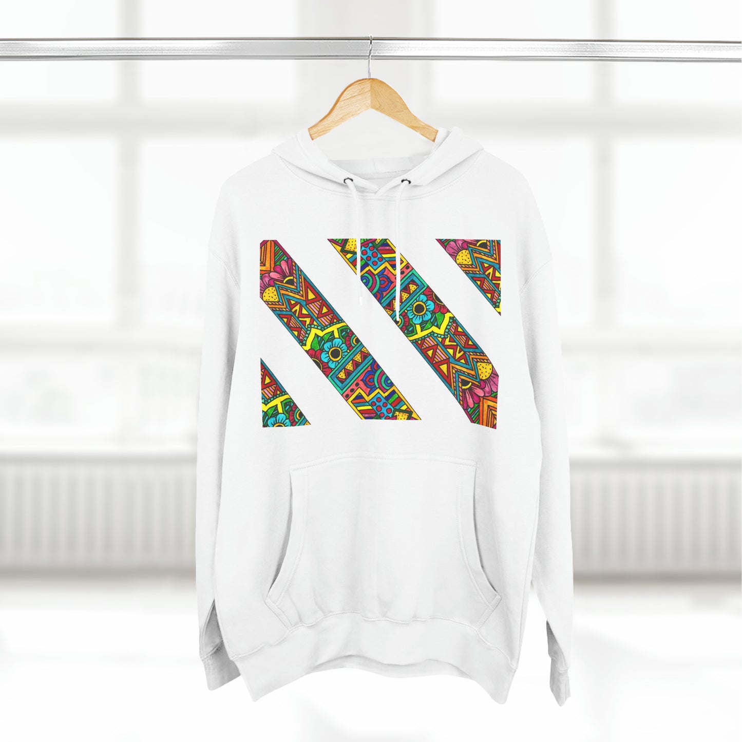 Colour Pattern Three-Panel Fleece Hoodie