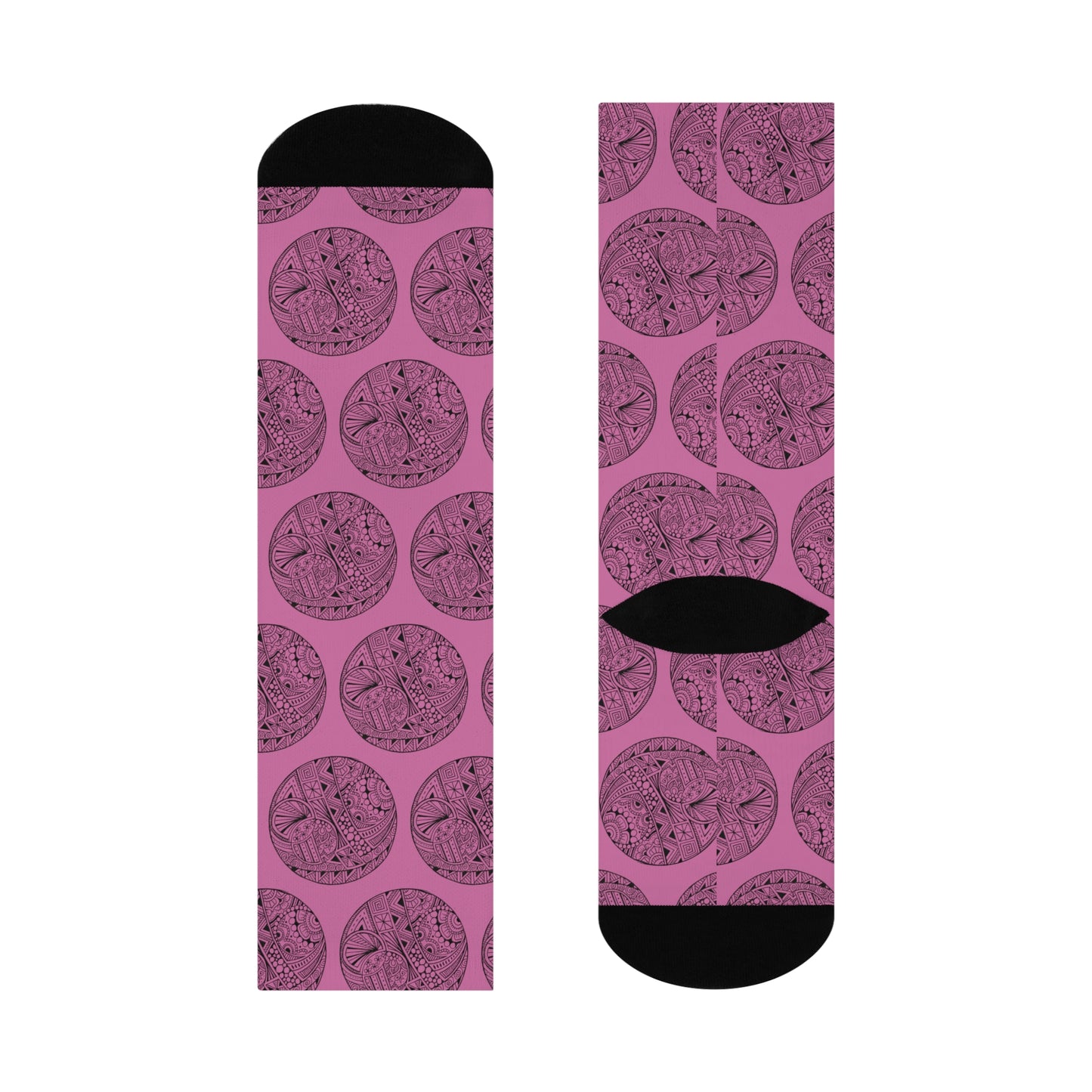 Pink Circle Print Cushioned Crew Socks