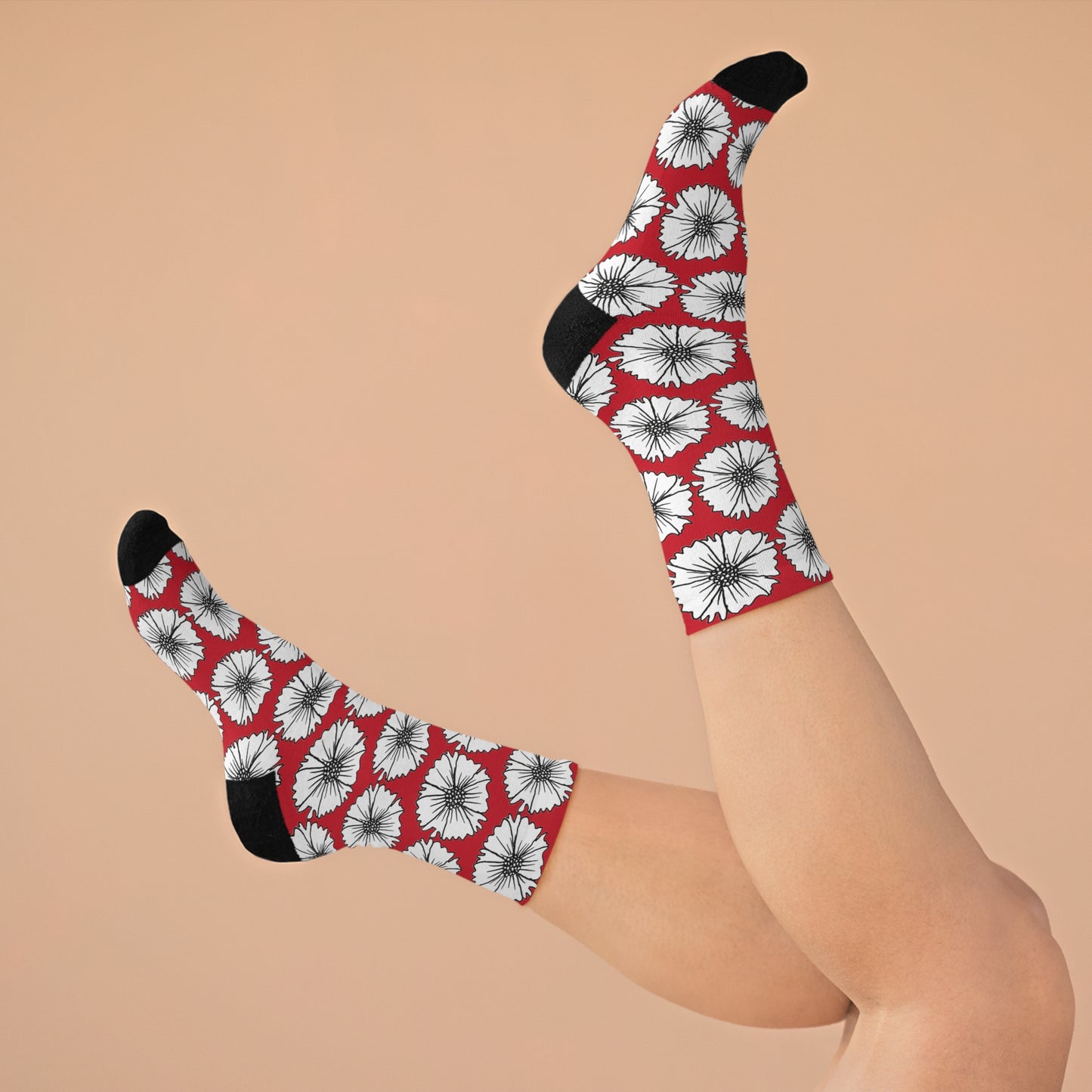 Recycled Poly Socks (Red Flowers)