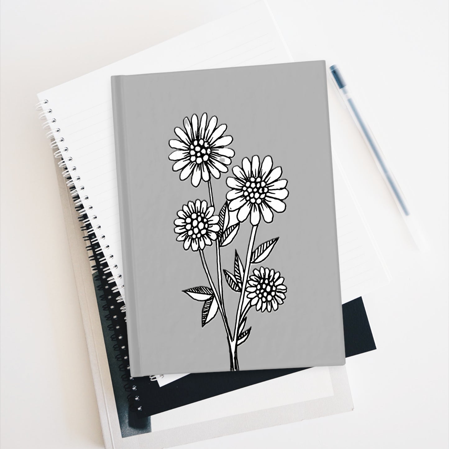 Journal - Ruled Line (Grey Daisy)