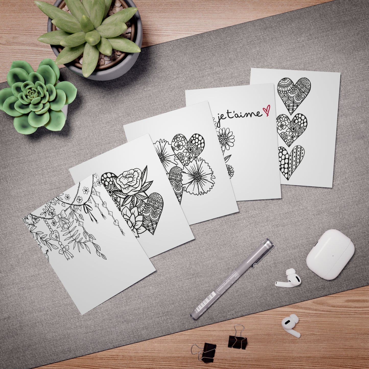 Colour Me Cards (5-Pack) Valentine's Day 2