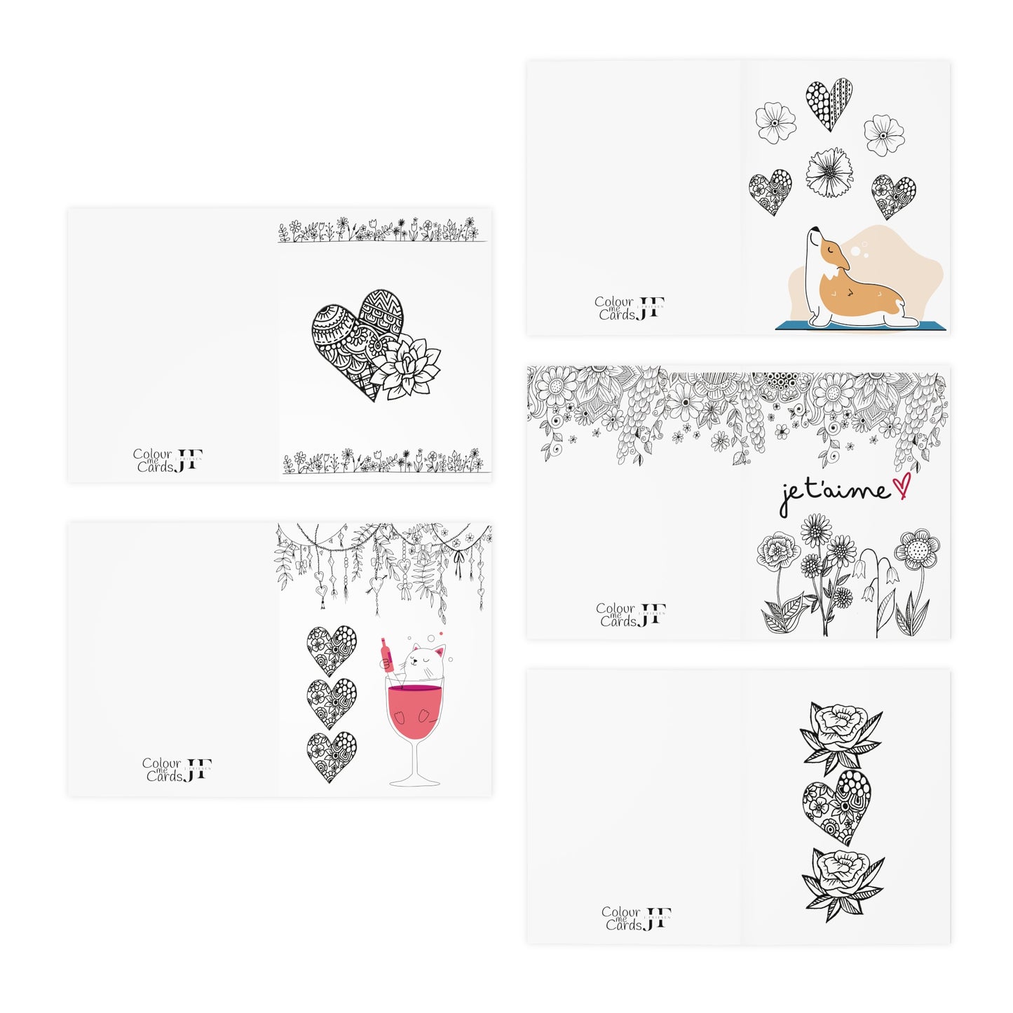 Colour Me Cards (5-Pack) Valentine's Day 3