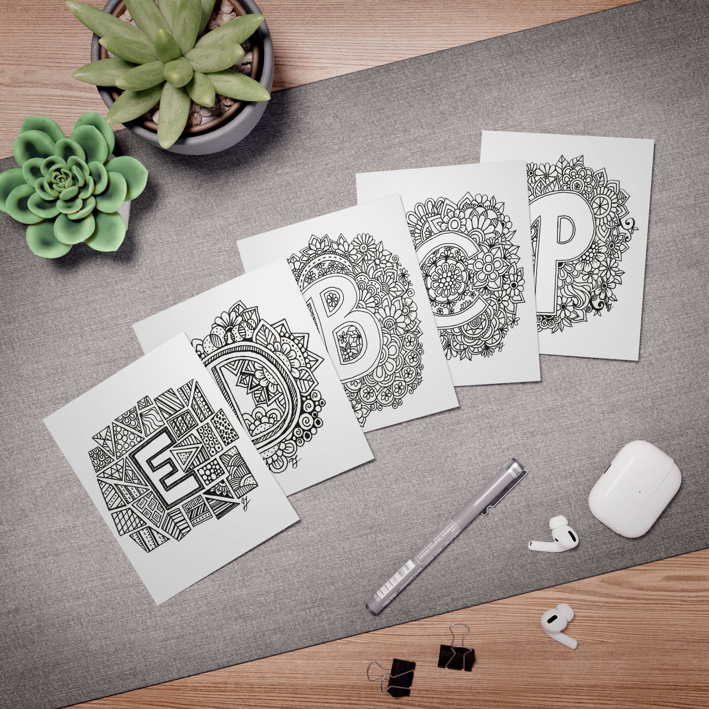 Colour Me Cards (5-Pack) Monogram 1