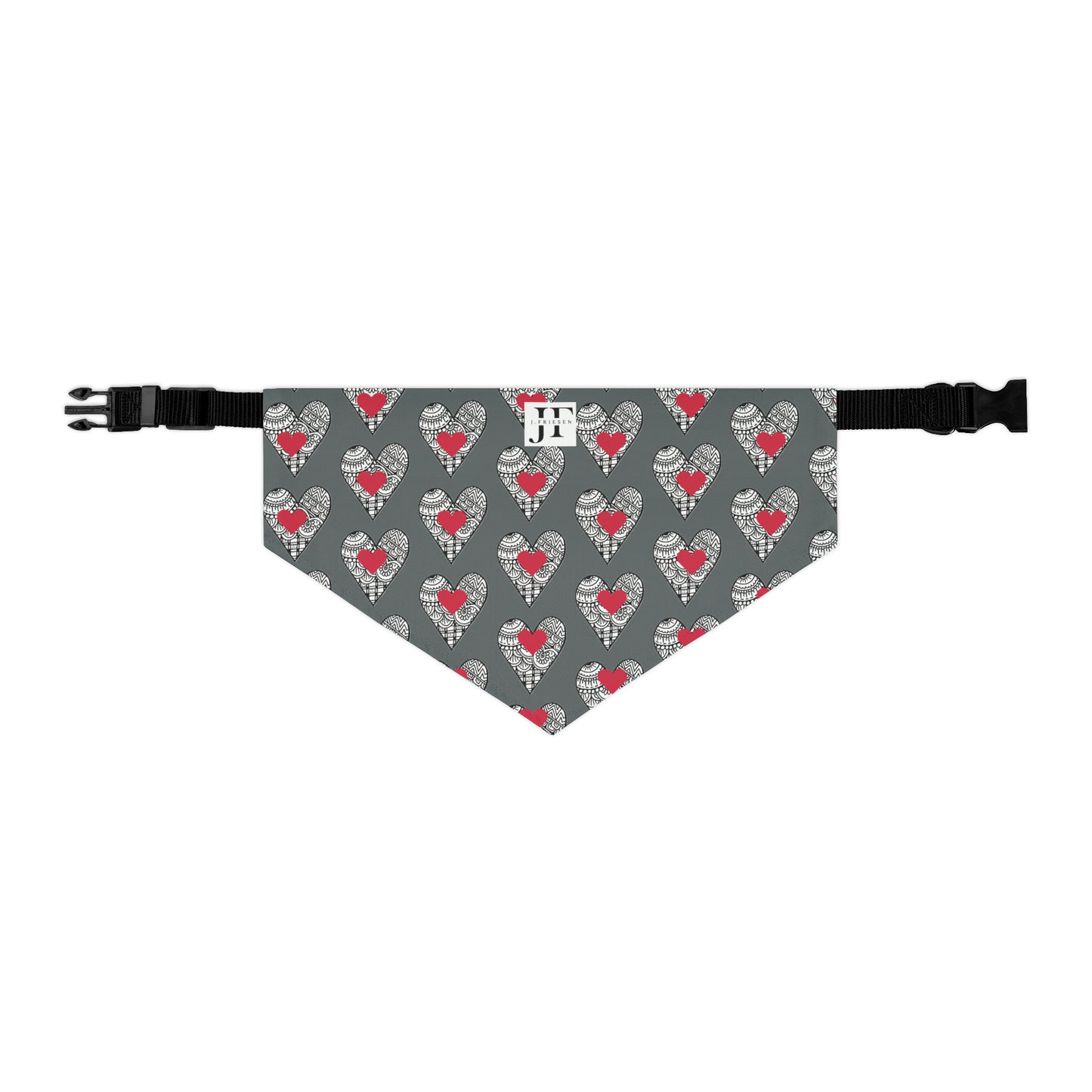 Pet Bandana Collar (Grey Hearts)