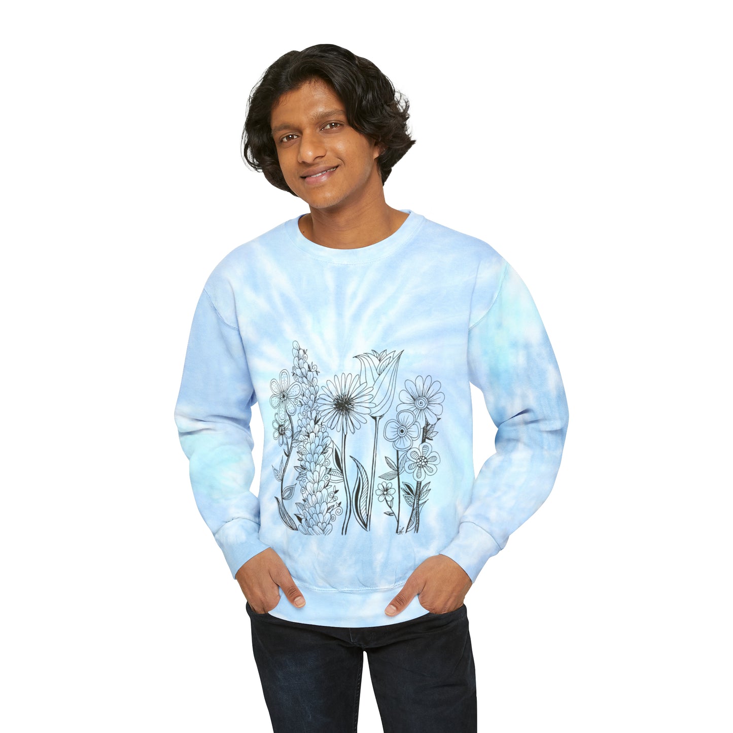 Unisex Tie-Dye Sweatshirt (Flowers)