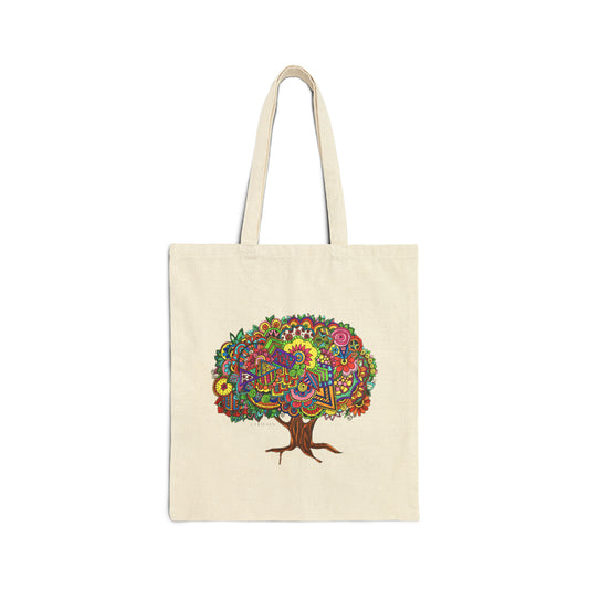 Cotton Canvas Tote Bag (Colourful Tree)