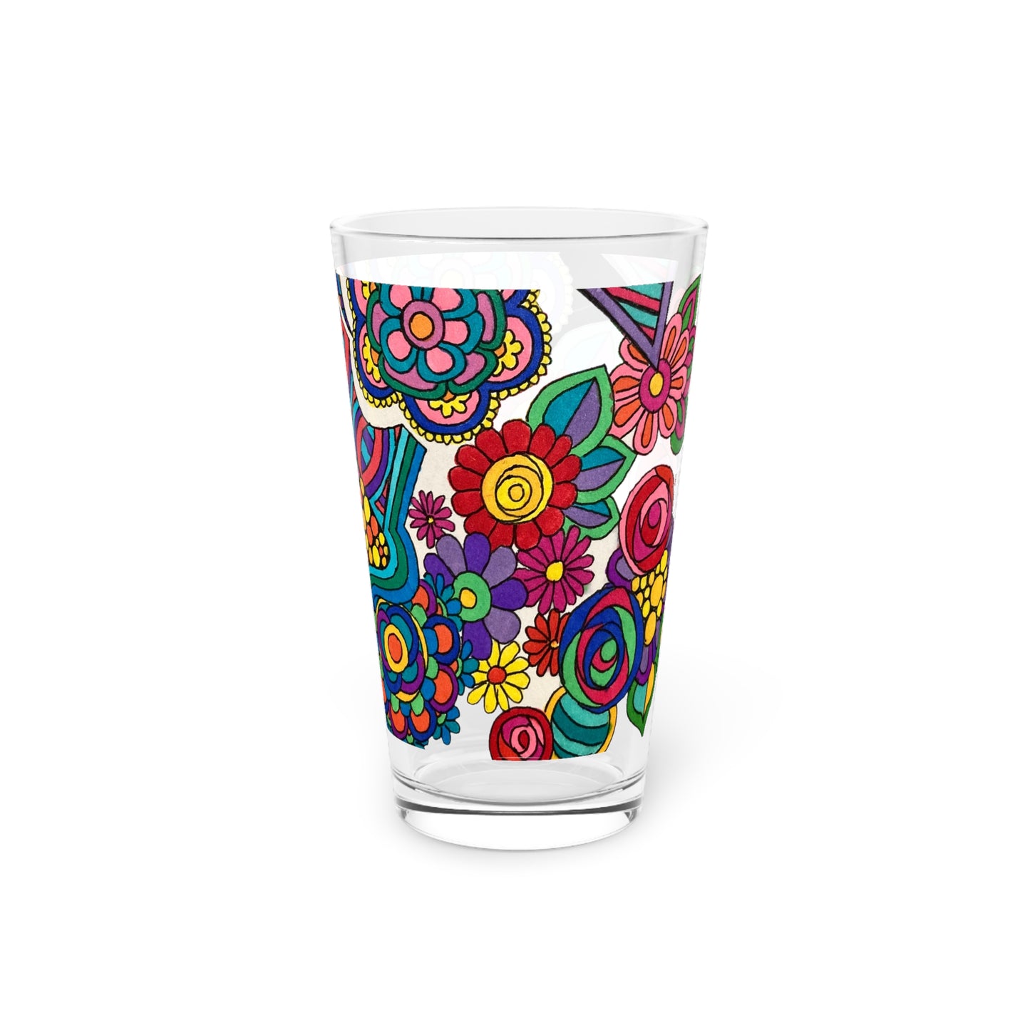 Pint Glass, 16oz (Flower)