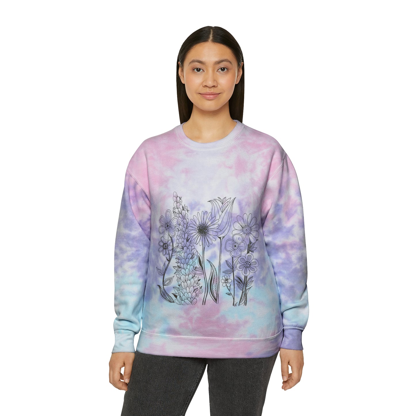 Unisex Tie-Dye Sweatshirt (Flowers)