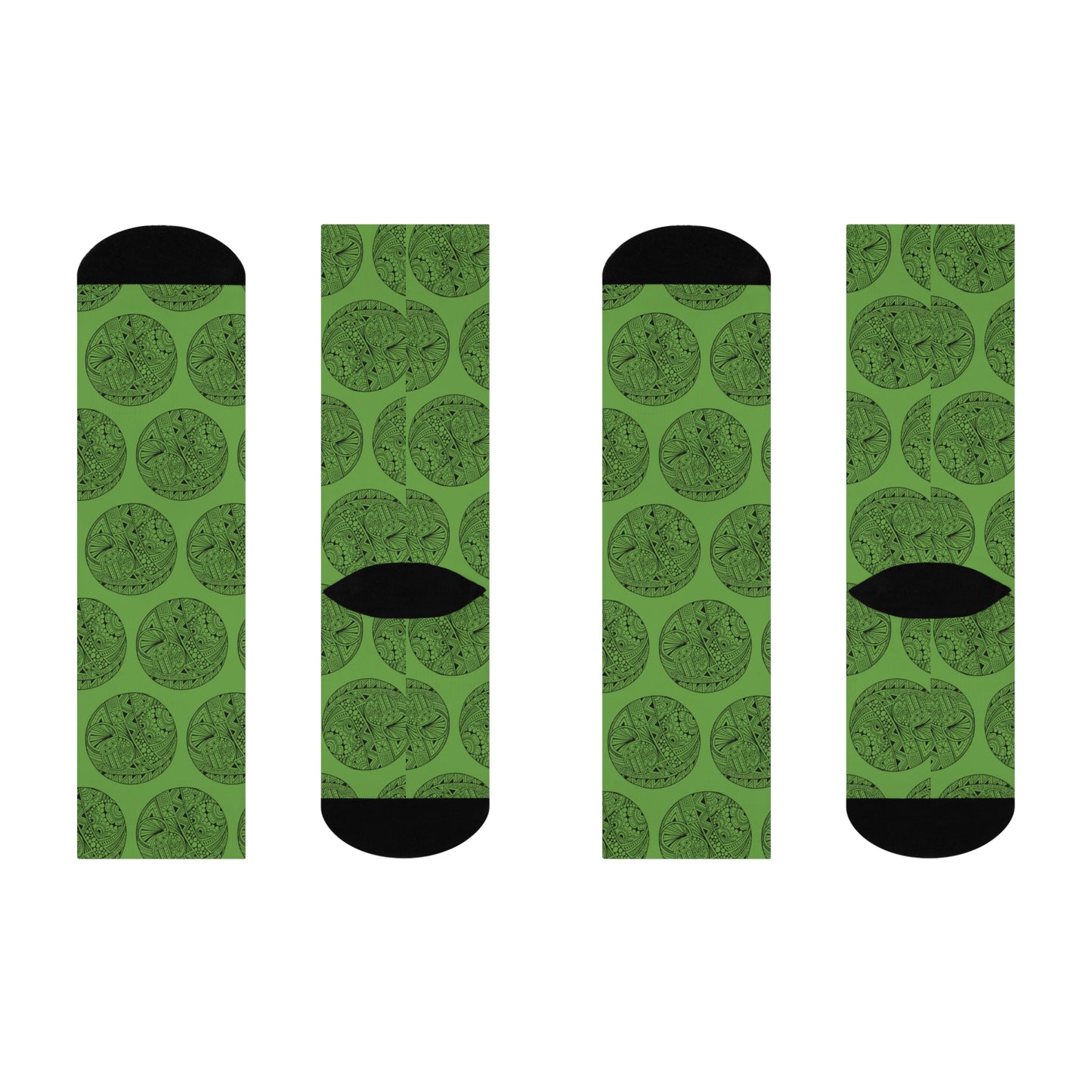 Green Circle Print Cushioned Crew Socks