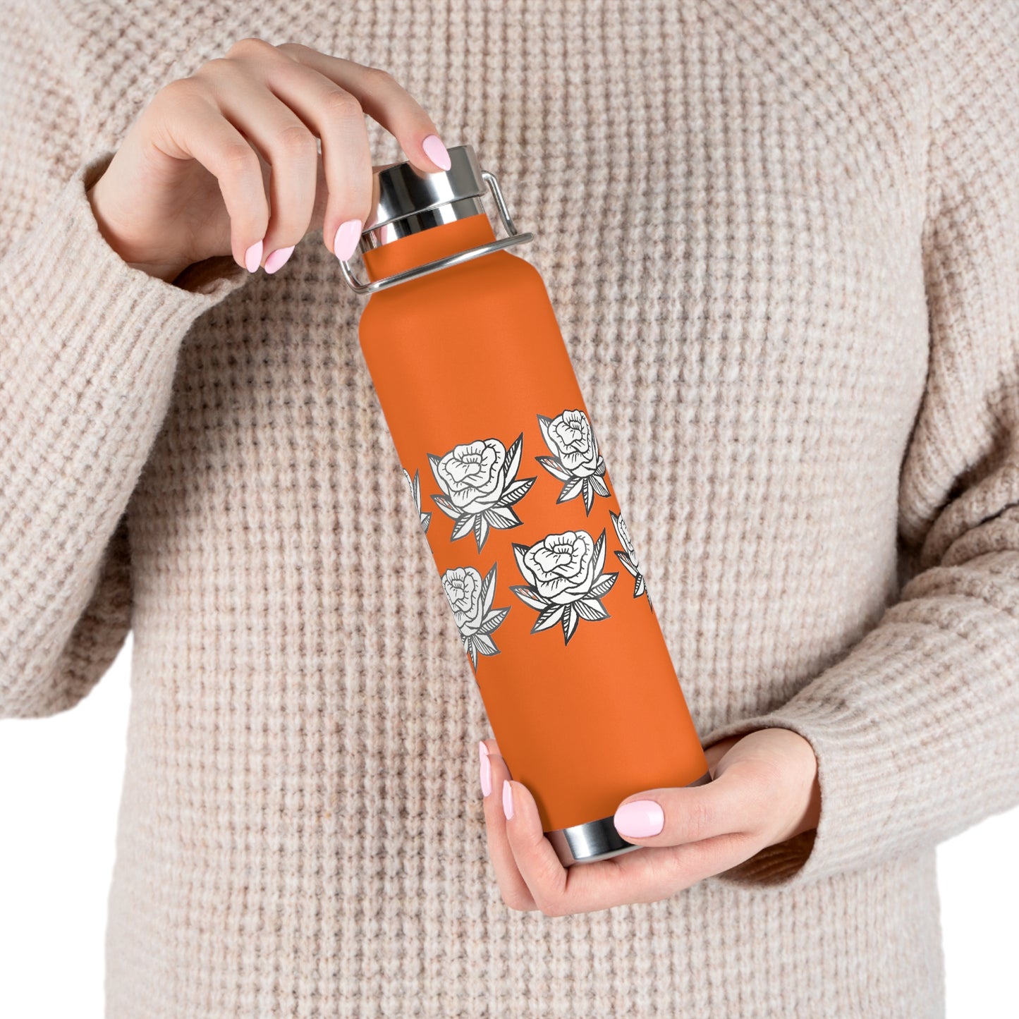 Copper Vacuum Insulated Bottle, 22oz (Roses)