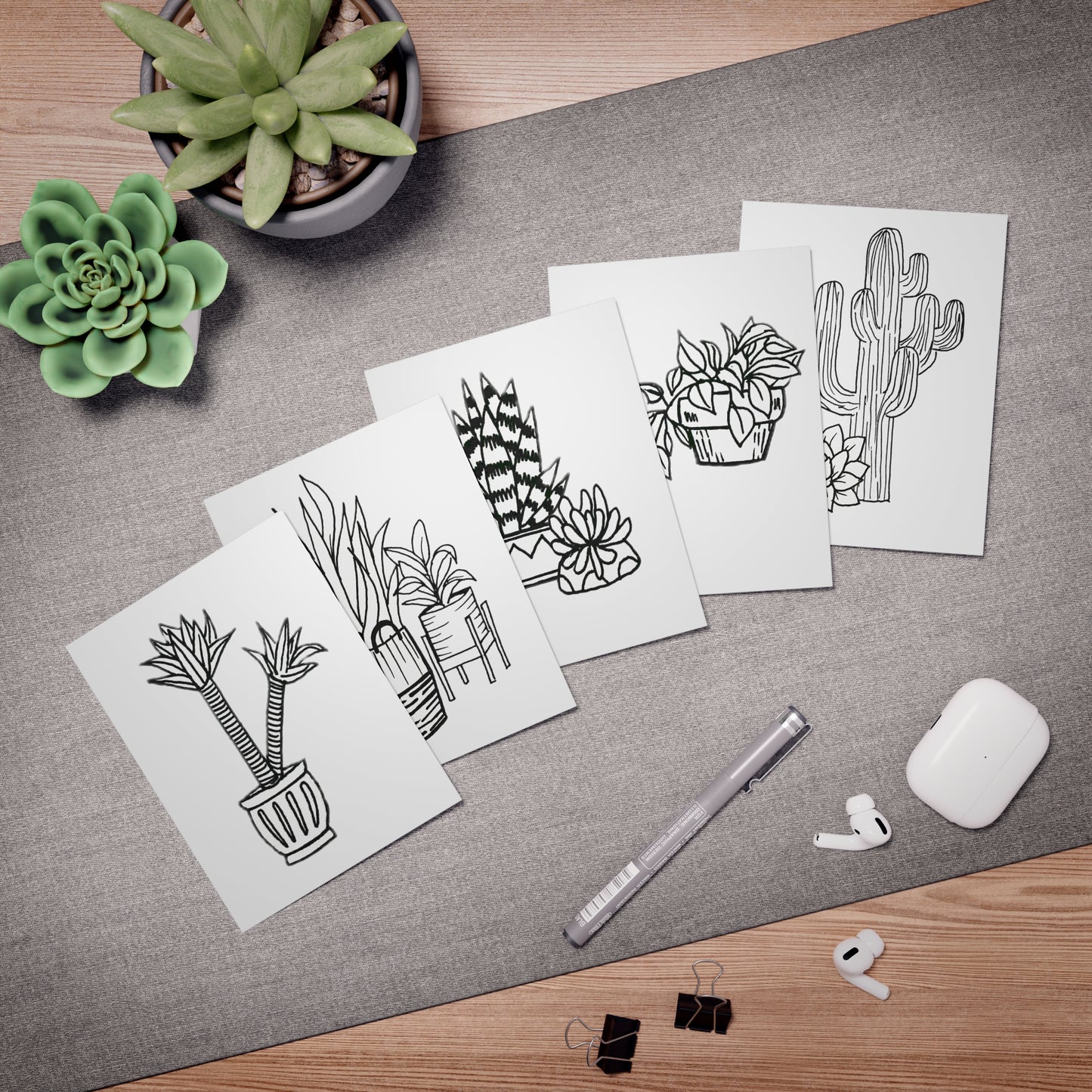 Colour Me Cards (5-Pack) House Plants